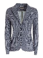 Giacca blu con motivo a quadri bianco