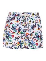 Boxer da mare bianco con stampa multicolor