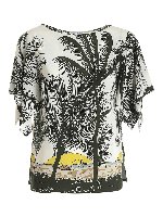 Blusa stampa palme avorio e verde