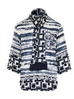 Camicia stampata blu e bianca