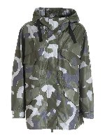 Giubbino camouflage verde e grigio con logo