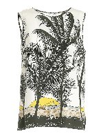 Top stampa palme avorio e verde