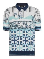 Polo in seta stampa Maioliche