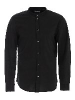 Camicia nera con collo in piedi