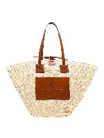 Tote in paglia con inserti in pelle