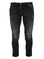 Jeans crop con macchie di vernice