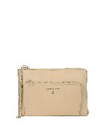 Pochette in pelle con logo e due tasche a zip