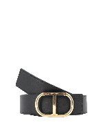 Cintura reversibile in pelle a fibbia dorata