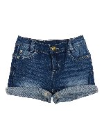 Shorts in denim slavato con risvolto