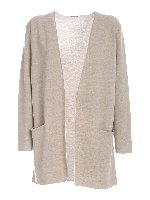 Cardigan beige con interno a contrasto