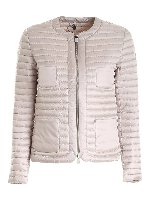 Piumino color tortora con patch logo