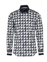 Camicia stampa maiolica blu