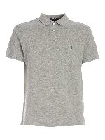 Polo grigio melange con logo verde