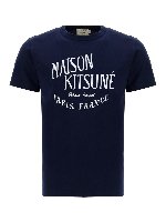 T-shirt blu in cotone con logo