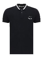 Polo con logo in velluto