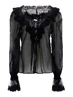 Blusa in cotone con dettagli in pizzo