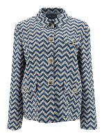 Giacca corta in seta stampa Chevron