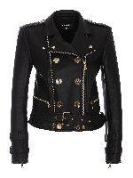 Giacca in pelle con doppia zip