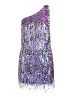 Mini abito monospalla con frange