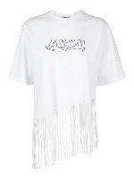 T-shirt con maxi frange