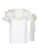 T-shirt in cotone con dettagli in tulle