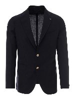 Blazer nero in lana e cotone