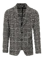 Blazer a quadretti in lino e cotone