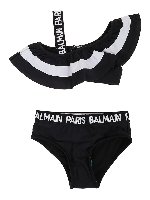 Bikini a righe con ruche