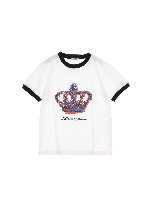 T-shirt bianca stampa corona