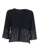 Cardigan con dettagli traforati blu
