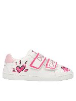 Sneakers bianche e rosa dipinte a mano