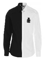 Camicia color block bianca e nera