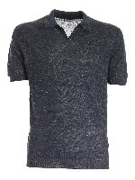 Polo in maglia blu melange