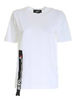 T-shirt bianca con zip logata