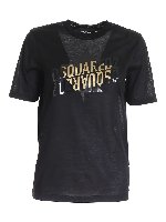 T-shirt in cotone nero con stampa logo