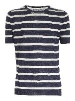 Maglia in lino blu e bianca