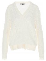 Maglione bianco con orlo destroyed