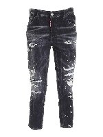 Jeans destroyed Coll Cropped nero