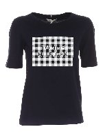 T-shirt blu stampa vichy