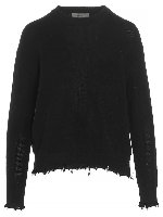 Maglione nero con orlo destroyed