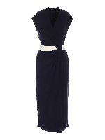 Abito blu con cinturino a contrasto