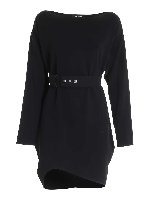 Abito in cady nero con cintura