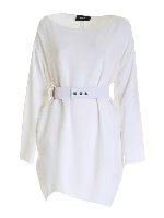 Abito in cady bianco con cintura