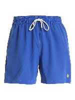 Boxer da mare blu con logo giallo