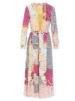 Abito lungo multicolor con pizzo