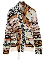 Cardigan jacquard con cintura