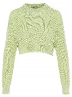 Maglione crop verde con orlo destroyed