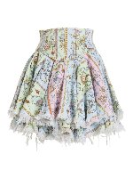 Minigonna a pieghe in denim stampa Versailles