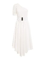 Abito monospalla bianco in popeline