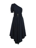 Abito monospalla blue in popeline